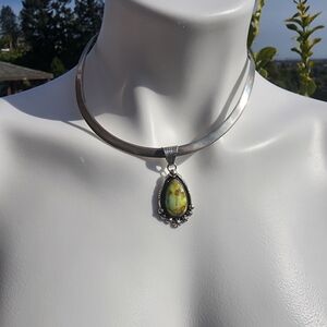 STERLING Silver and Palamino TURQUOISE Pendant Made By Daniel Bengally
